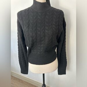 Nelly & Rose Black Cable Knit Turtleneck Sweater XL